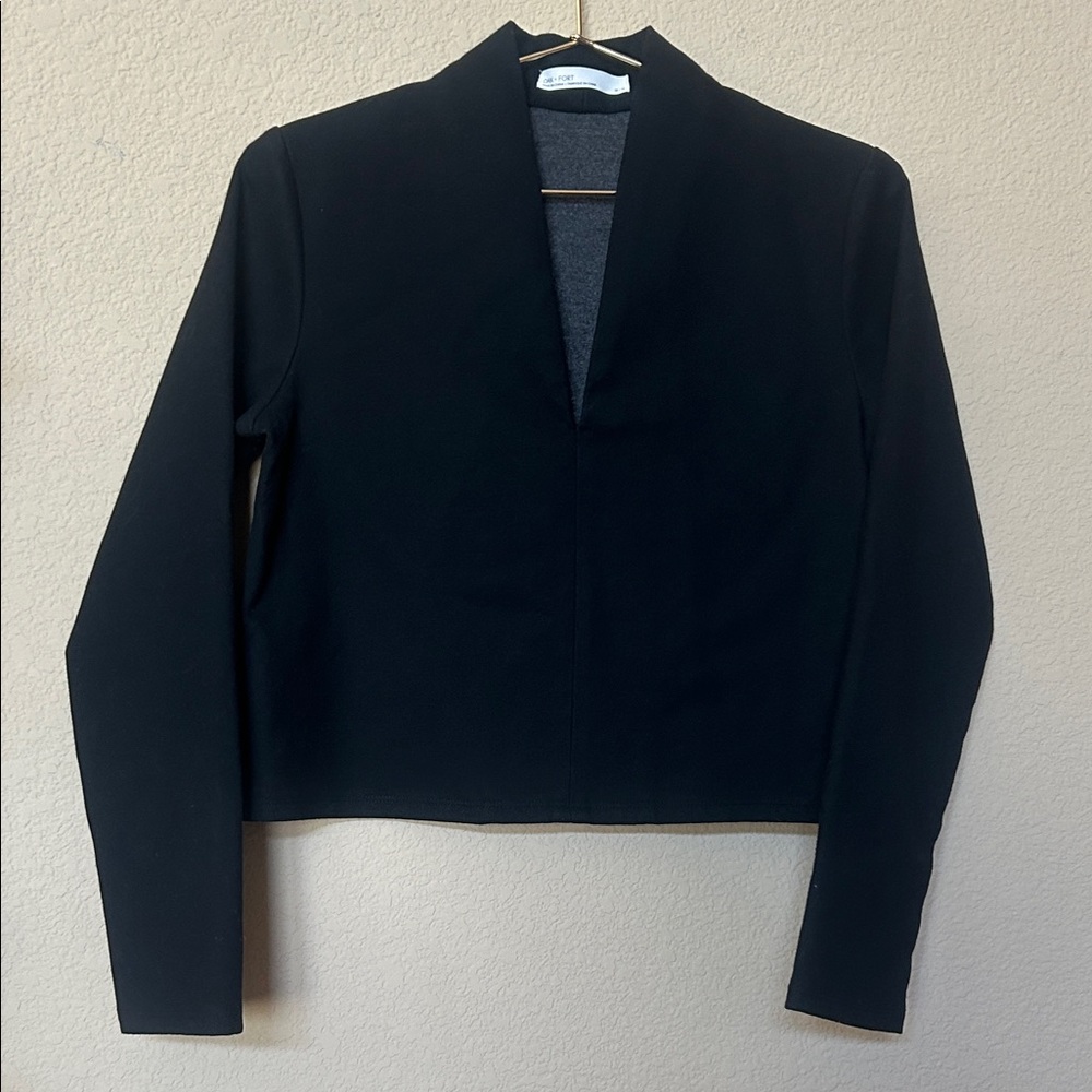 OAK + FORT Black Cropped Blouse